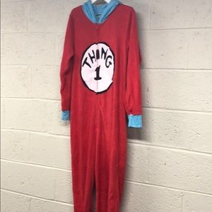 Thing 1 adult pajama onesie